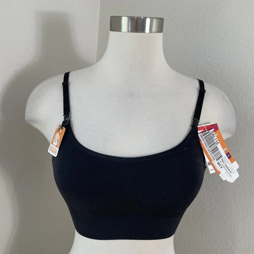 Warner's Bra Bralette Womens 2XL Black Easy Does It‎ Convertible Straps Wireless